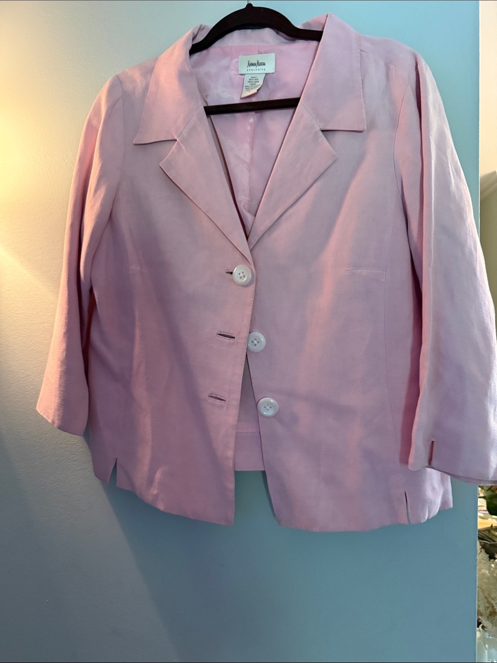 Neiman Marcus Light Pink Three-Button Blazer